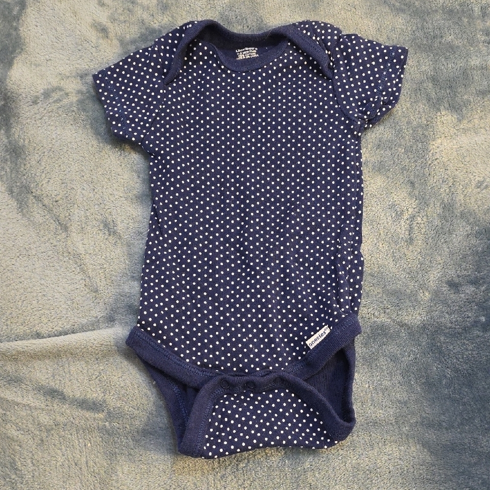Navy Blue Polka Dot Baby Onesie